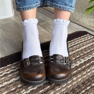Brown Loafers with Buckle Detail